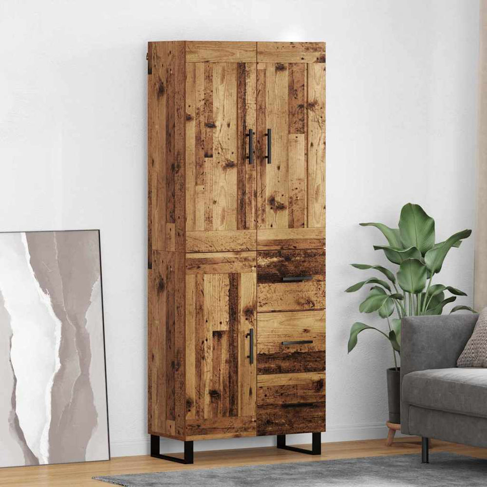 Tall cabinet with 2 drawers Antique wood