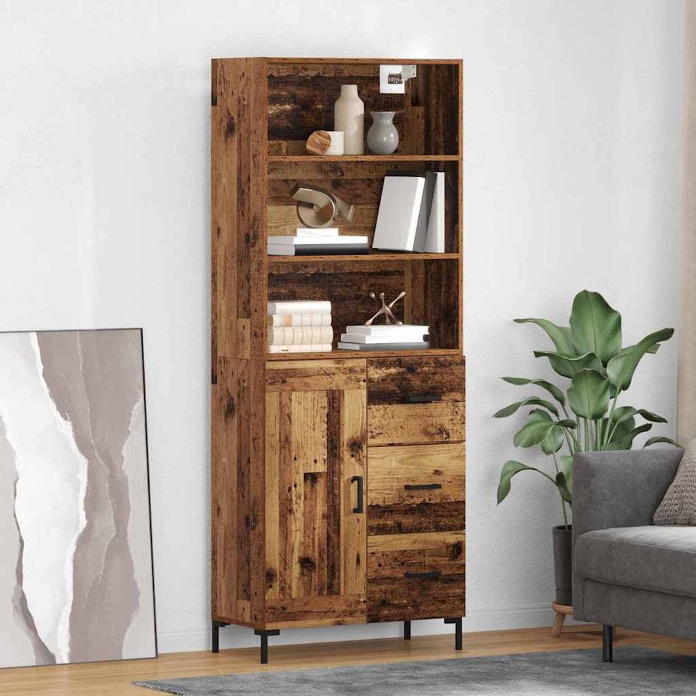 Tall Cabinet Antique Wood 69.5 x 32.5 x 180 cm