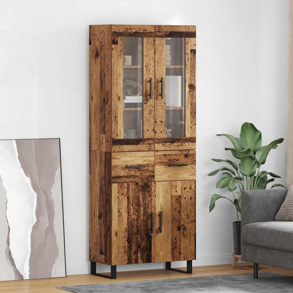 Tall cabinet 2 pcs Antique wood Solid reclaimed wood