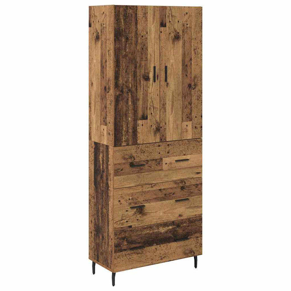 High cabinet with drawers Antique wood 69.5 x 34 x 180 cm