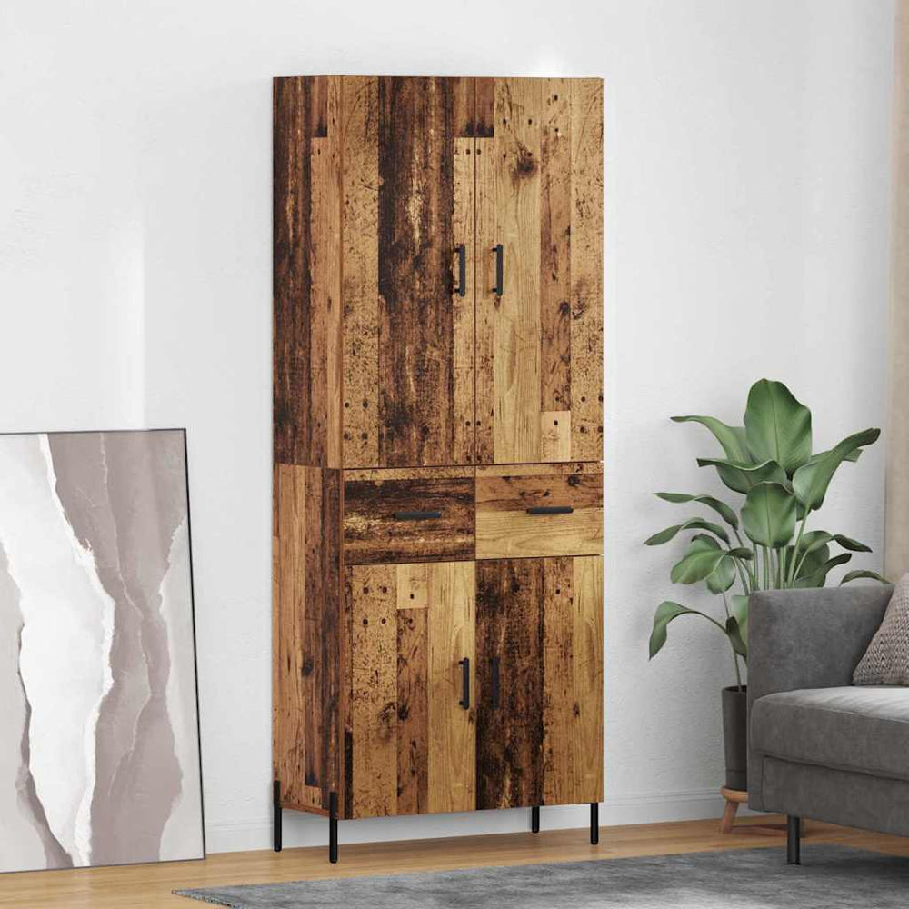 Tall Cabinet with Drawers Antique Wood 69.5 x 34 x 180 cm