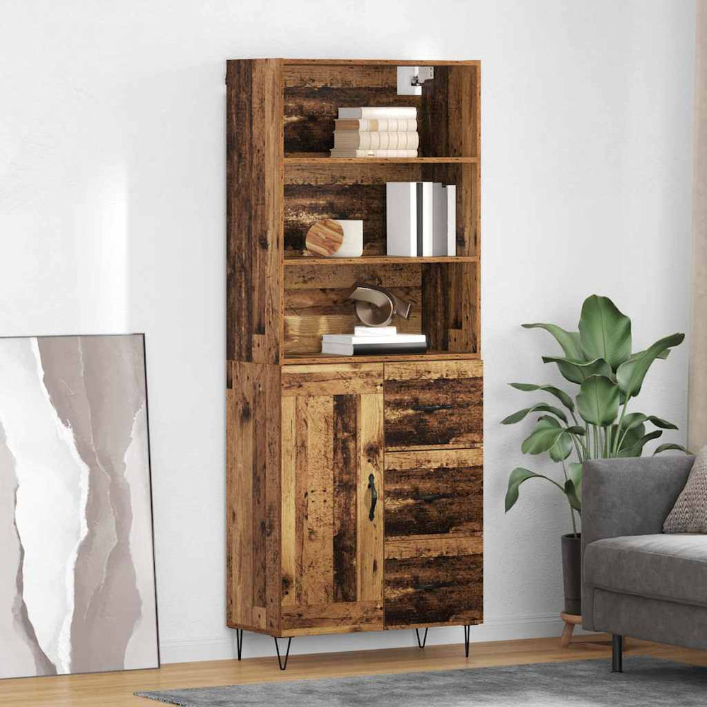 Tall Cabinet Antique Wood 69.5 x 32.5 x 180 cm