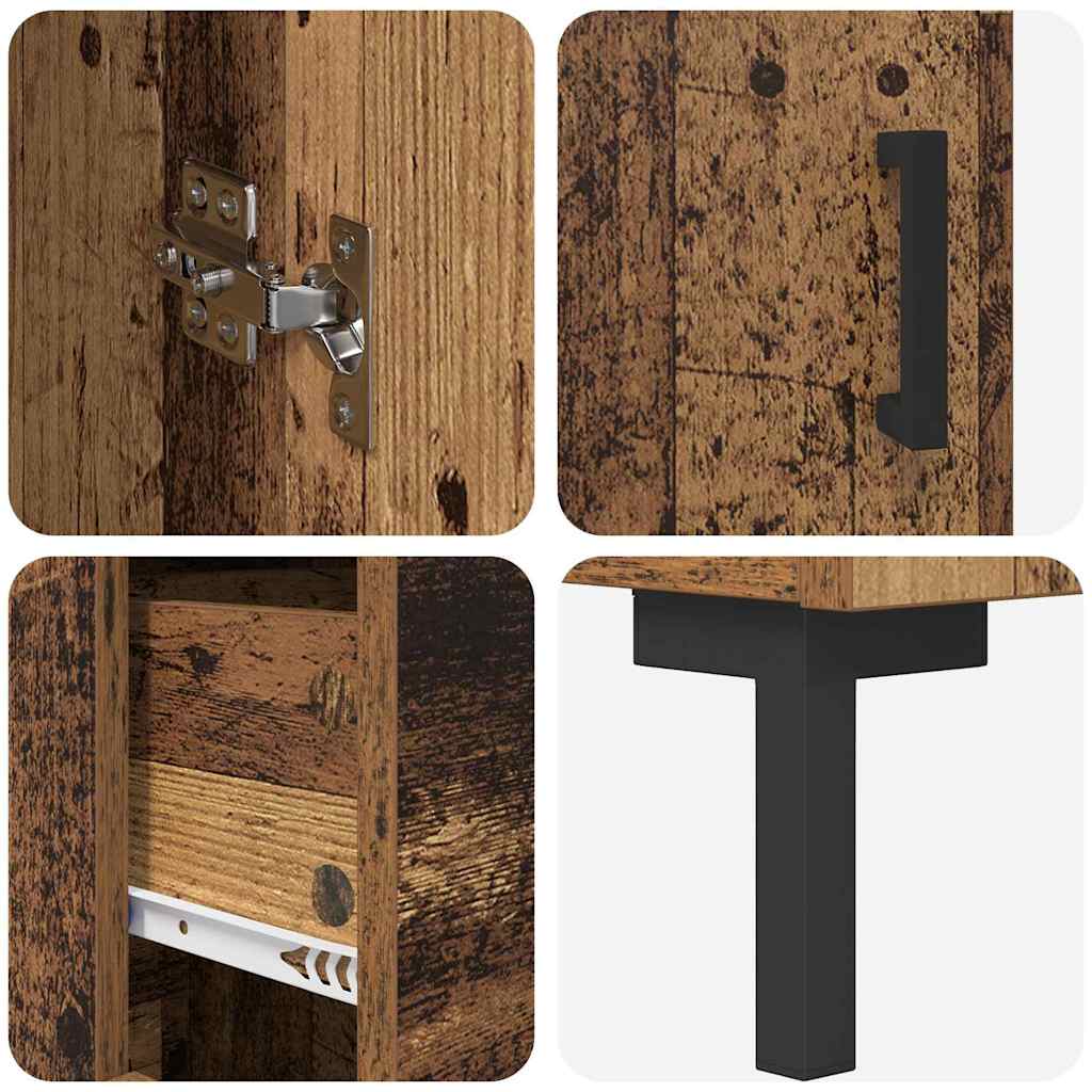 High cabinet with drawers Antique wood 69.5 x 34 x 180 cm