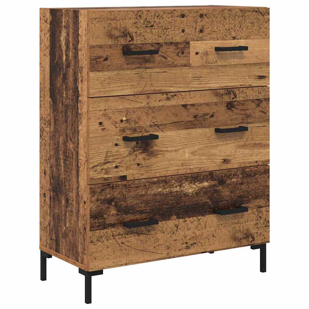 High cabinet with drawers Antique wood 69.5 x 34 x 180 cm