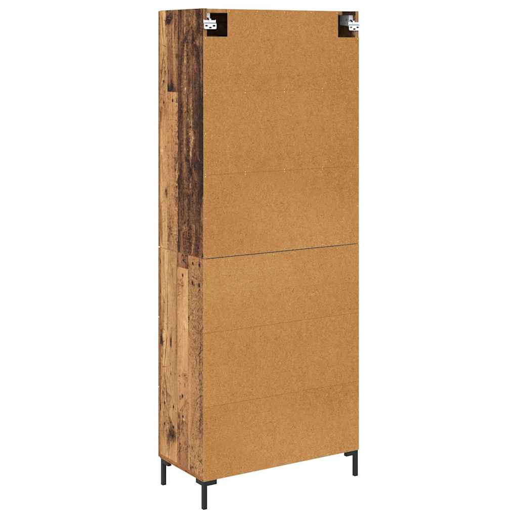 High cabinet with drawers Antique wood 69.5 x 34 x 180 cm