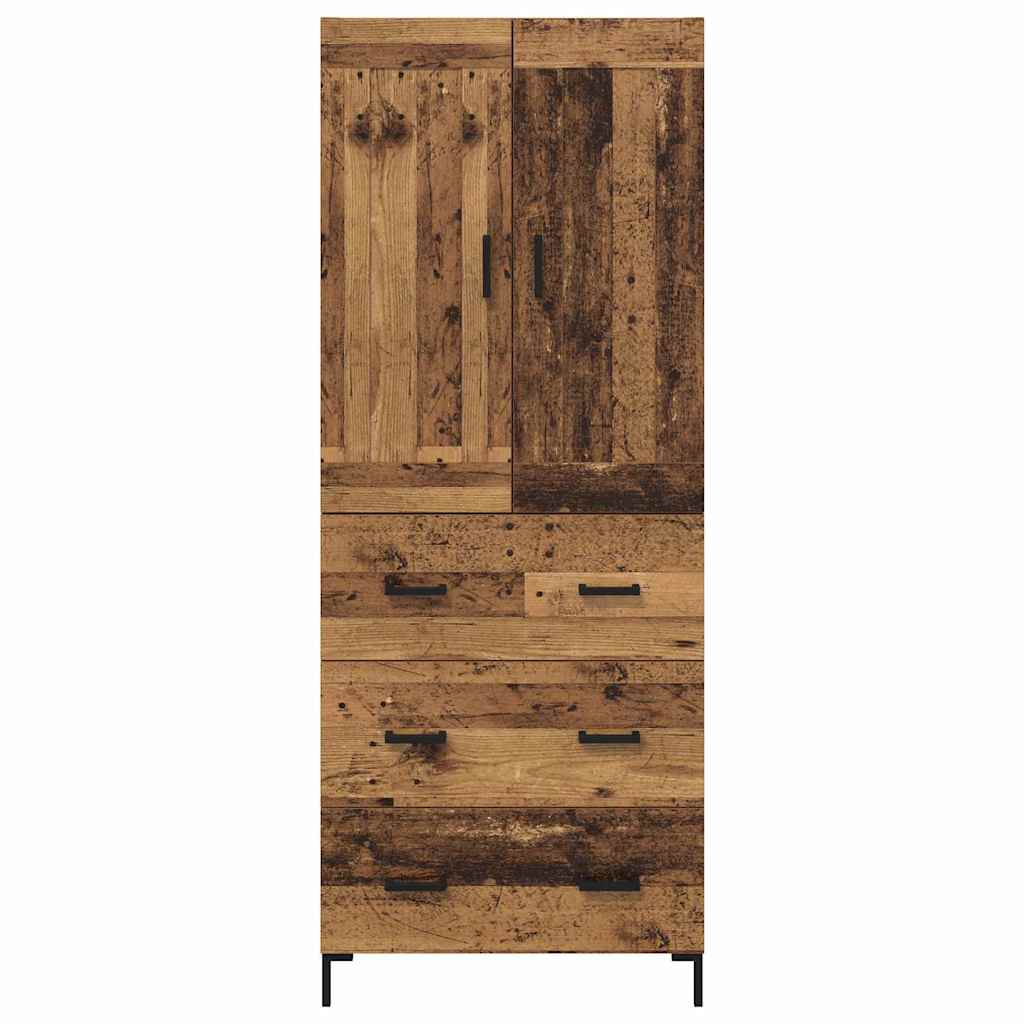 High cabinet with drawers Antique wood 69.5 x 34 x 180 cm