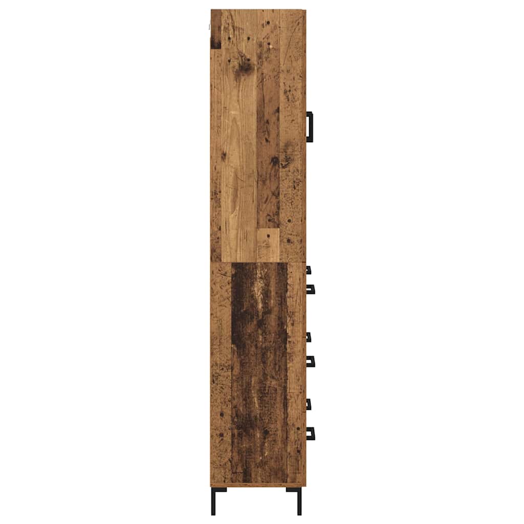 High cabinet with drawers Antique wood 69.5 x 34 x 180 cm