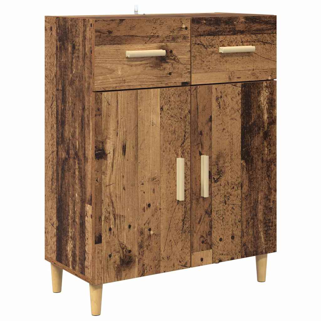 High cabinet with drawers Antique wood 69.5 x 34 x 180 cm