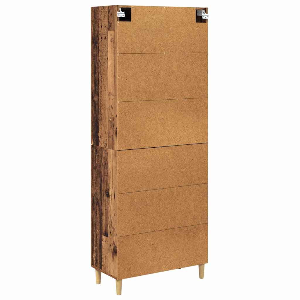 High cabinet with drawers Antique wood 69.5 x 34 x 180 cm