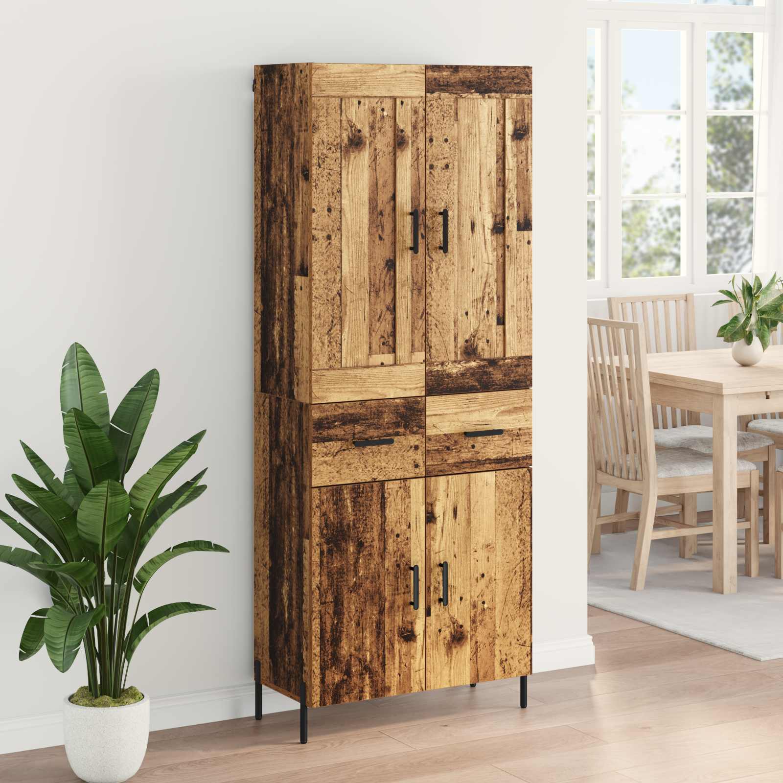 Tall cabinet 2 pcs Antique wood Solid reclaimed wood