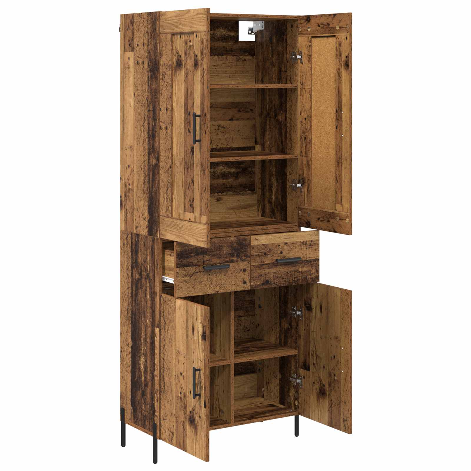 Tall cabinet 2 pcs Antique wood Solid reclaimed wood