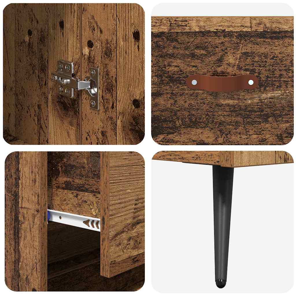 High cabinet with drawers Antique wood 69.5 x 34 x 180 cm