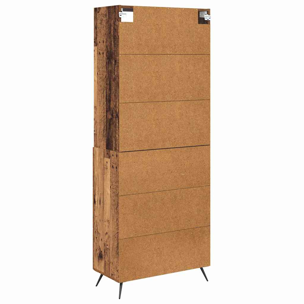 High cabinet with drawers Antique wood 69.5 x 34 x 180 cm