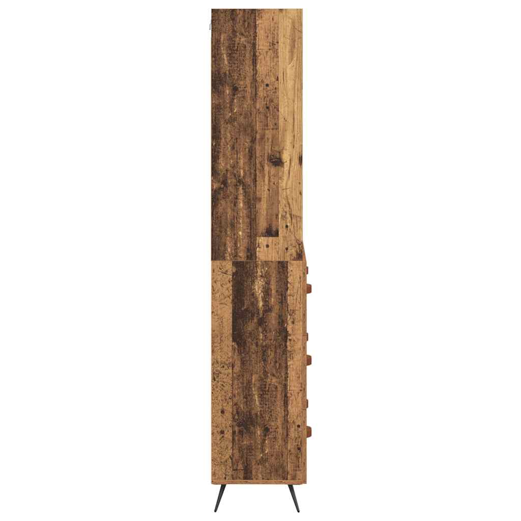 High cabinet with drawers Antique wood 69.5 x 34 x 180 cm