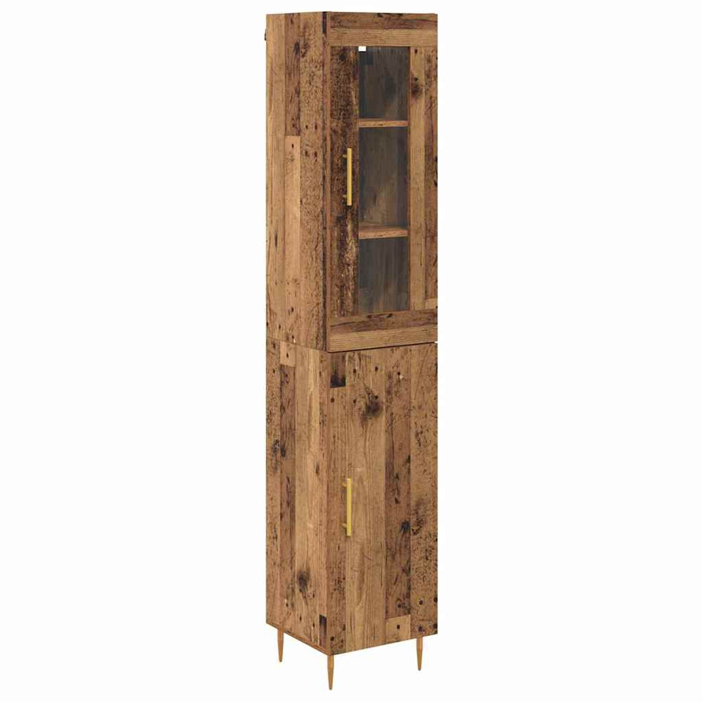 Tall cabinet 2 pcs Antique wood Glass