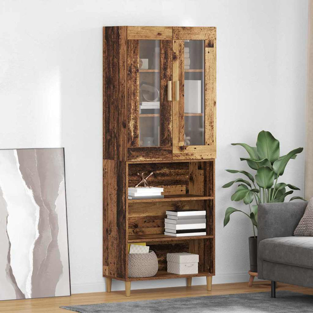 High cabinet Antique wood 69.5 x 34 x 180 cm