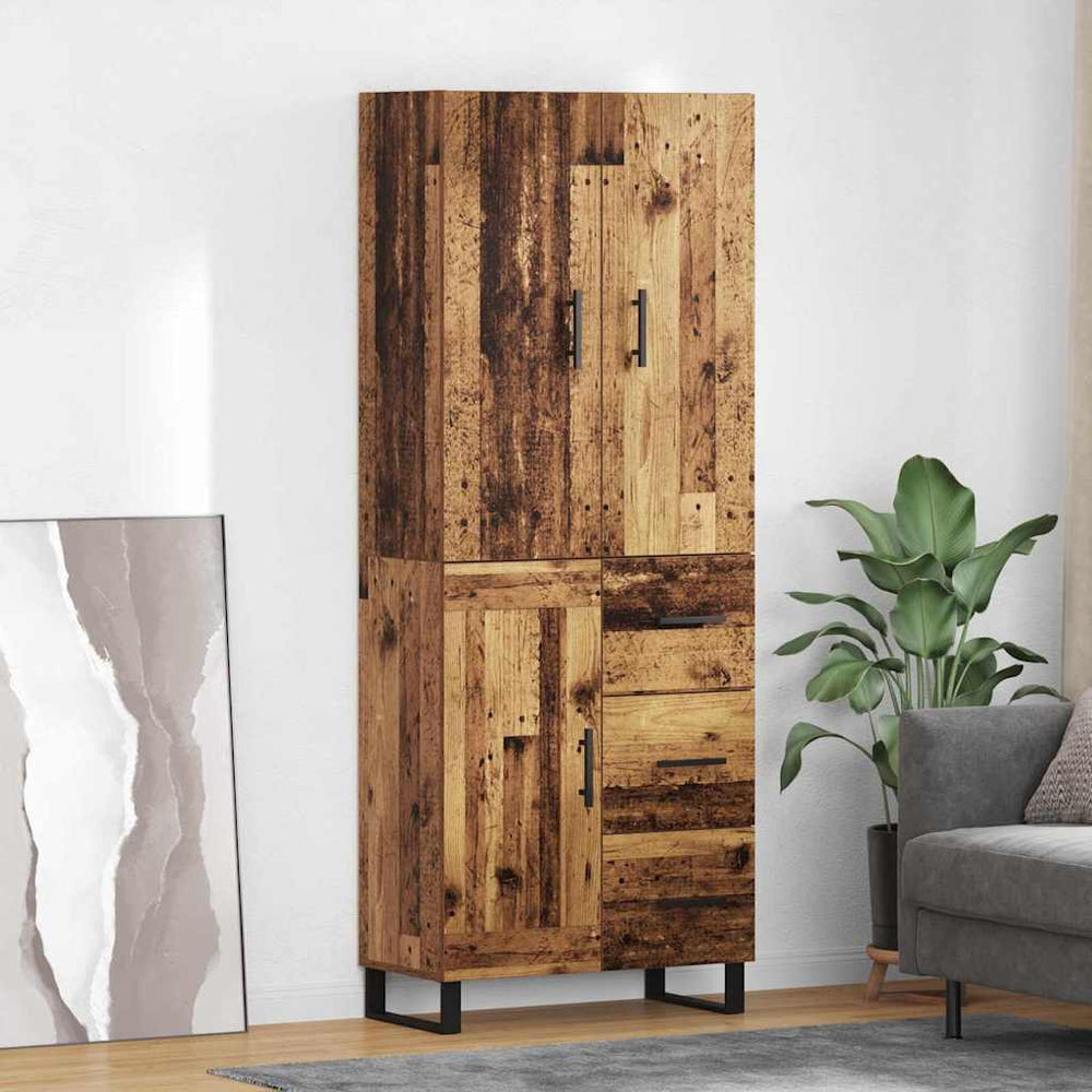Tall Cabinet with 2 Drawers Antique Wood