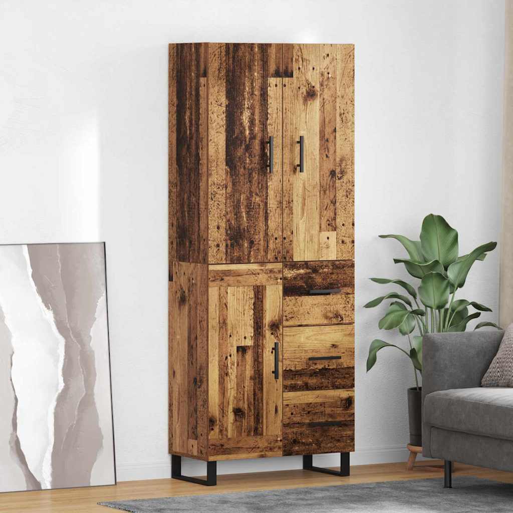 Tall Cabinet with 2 Drawers Antique Wood