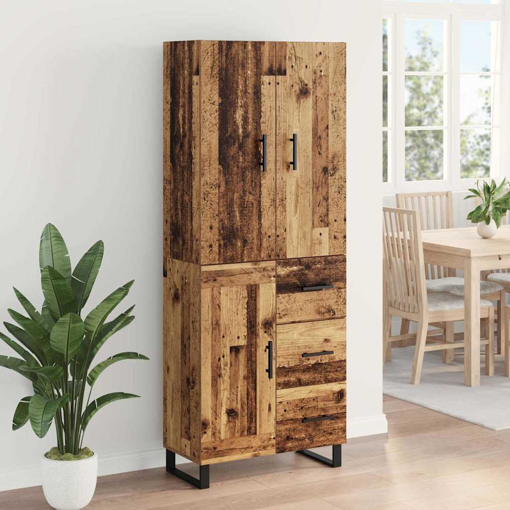 Tall Cabinet with 2 Drawers Antique Wood