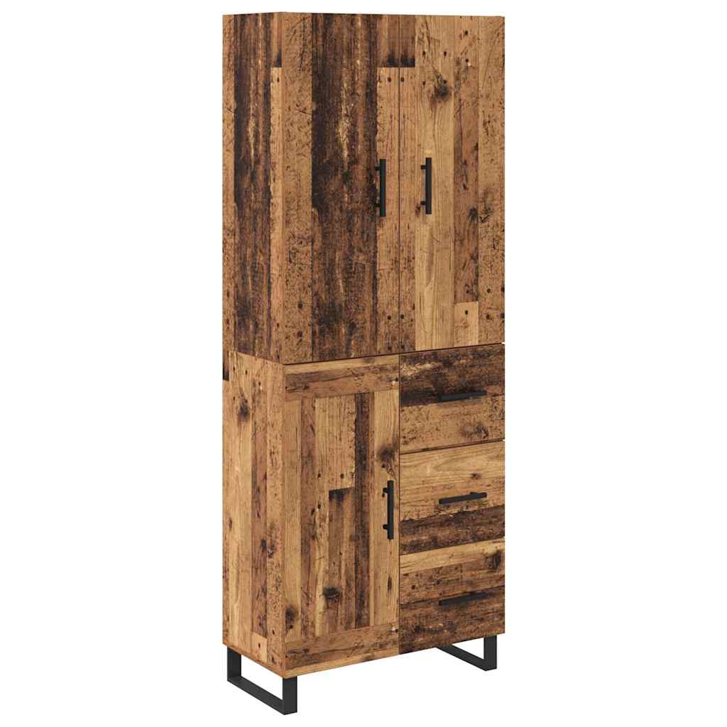 Tall Cabinet with 2 Drawers Antique Wood