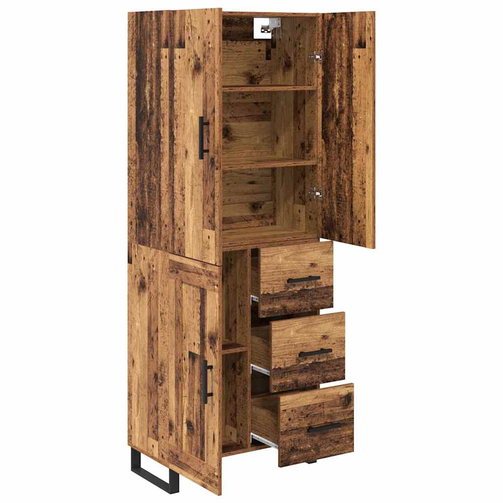 Tall Cabinet with 2 Drawers Antique Wood