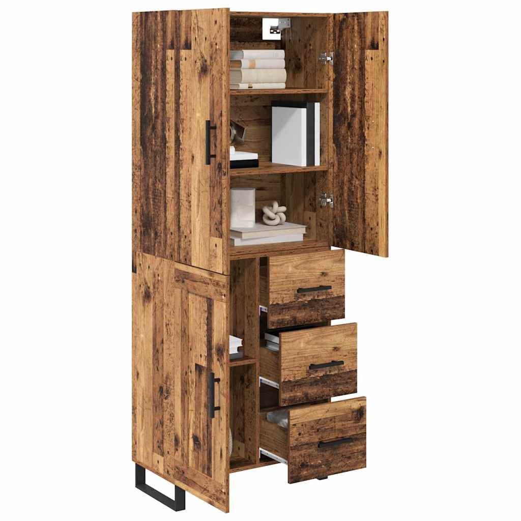 Tall Cabinet with 2 Drawers Antique Wood