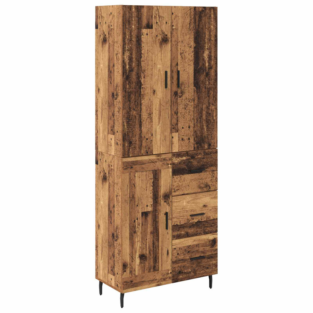 High cabinet with drawers Antique wood 69.5 x 34 x 180 cm