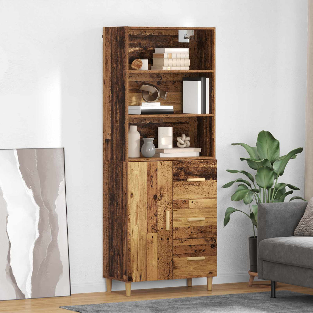 Tall Cabinet Antique Wood 69.5 x 32.5 x 180 cm