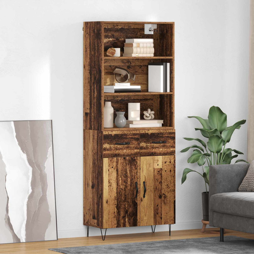 Tall Cabinet Antique Wood 69.5 x 32.5 x 180 cm