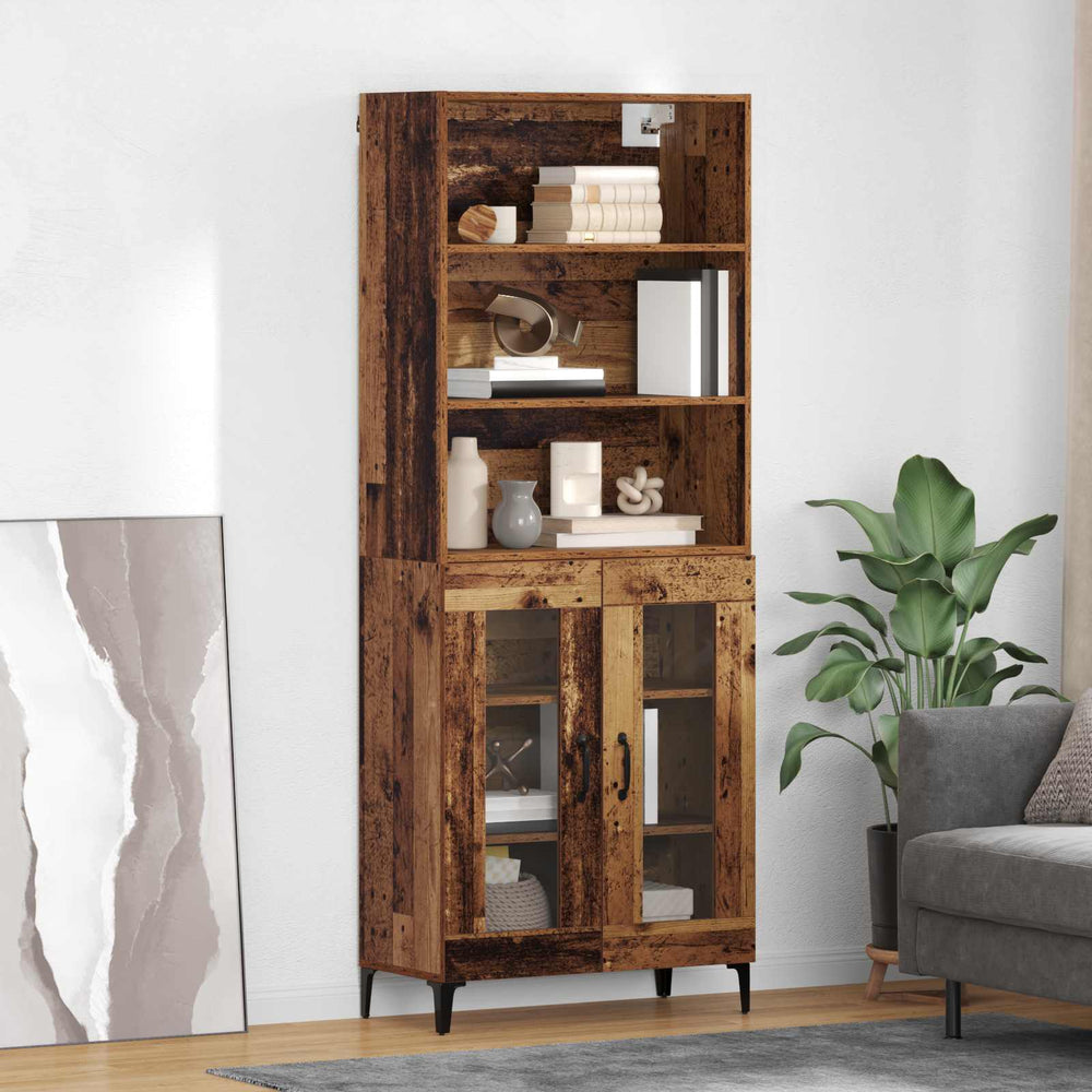 High cabinet Antique wood 69.5 x 34 x 180 cm