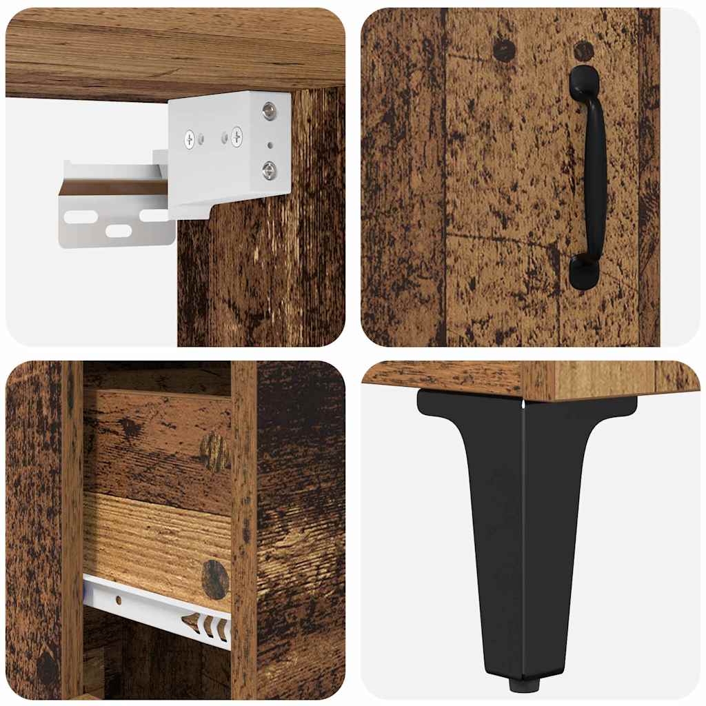 High cabinet with drawers Antique wood 69.5 x 34 x 180 cm
