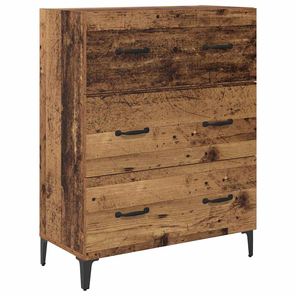 High cabinet with drawers Antique wood 69.5 x 34 x 180 cm