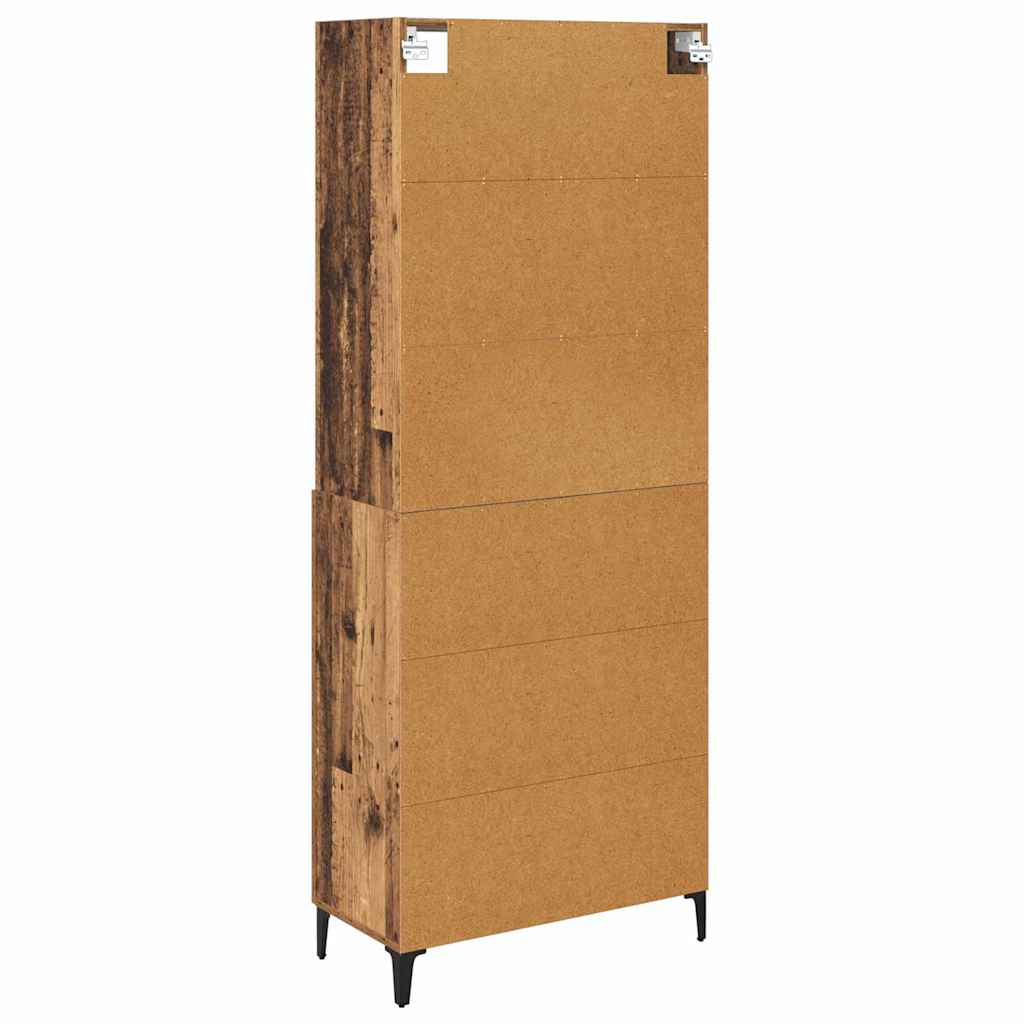 High cabinet with drawers Antique wood 69.5 x 34 x 180 cm