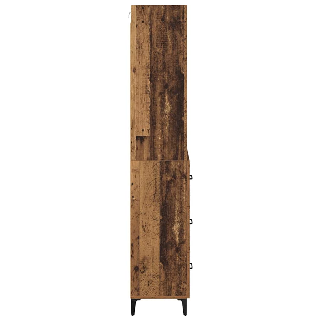 High cabinet with drawers Antique wood 69.5 x 34 x 180 cm