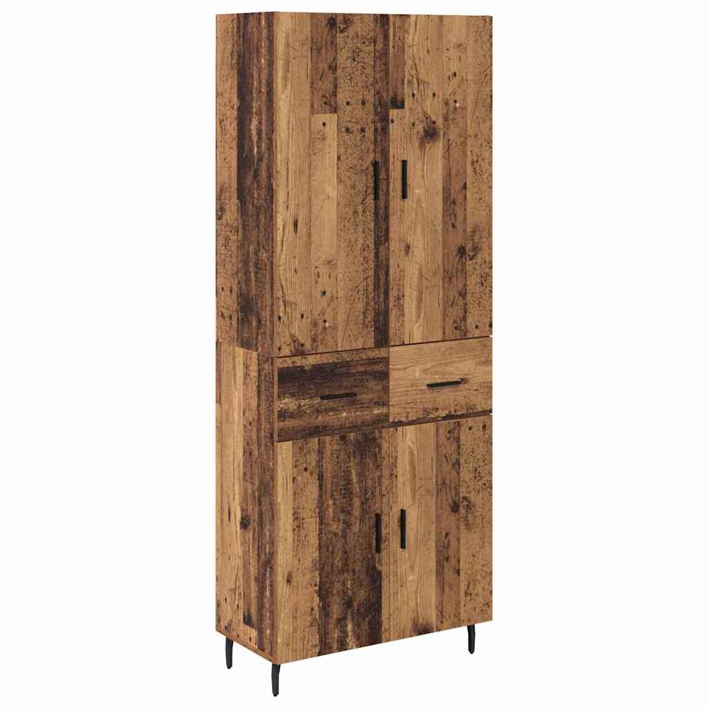 High cabinet with drawers Antique wood 69.5 x 34 x 180 cm