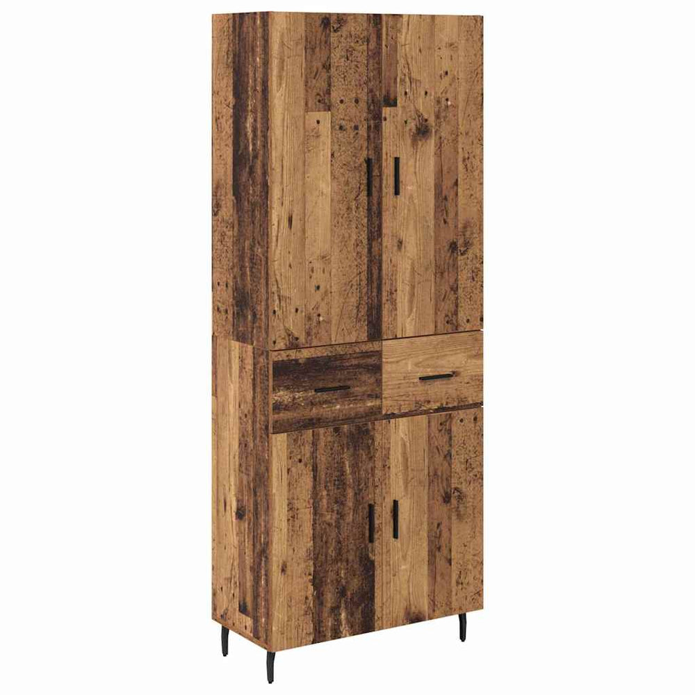 High cabinet with drawers Antique wood 69.5 x 34 x 180 cm