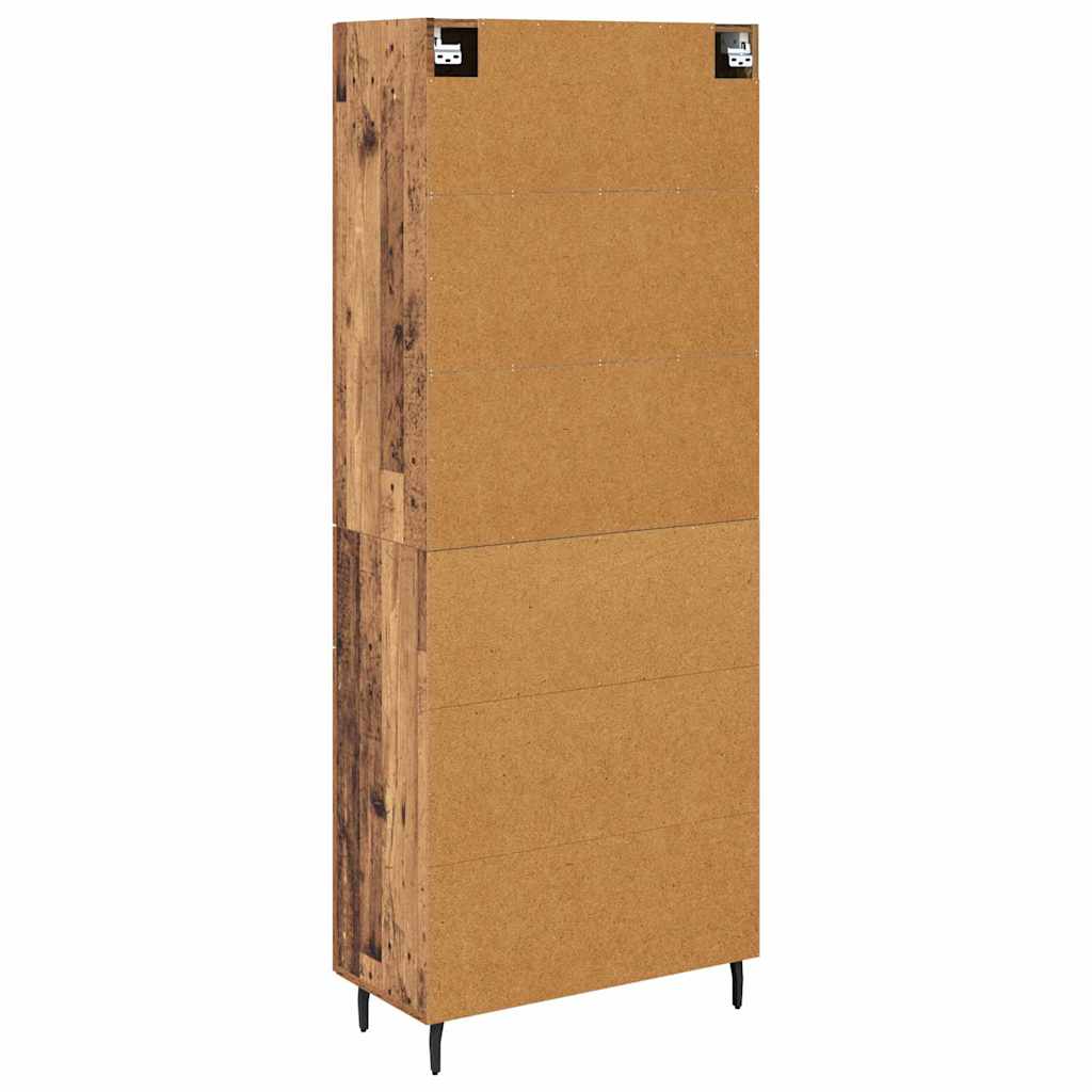 High cabinet with drawers Antique wood 69.5 x 34 x 180 cm