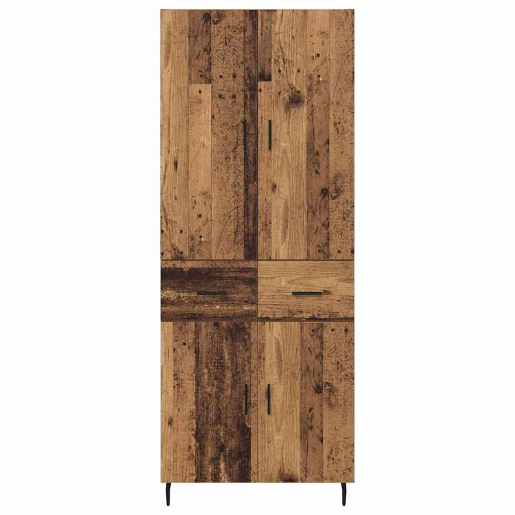 High cabinet with drawers Antique wood 69.5 x 34 x 180 cm
