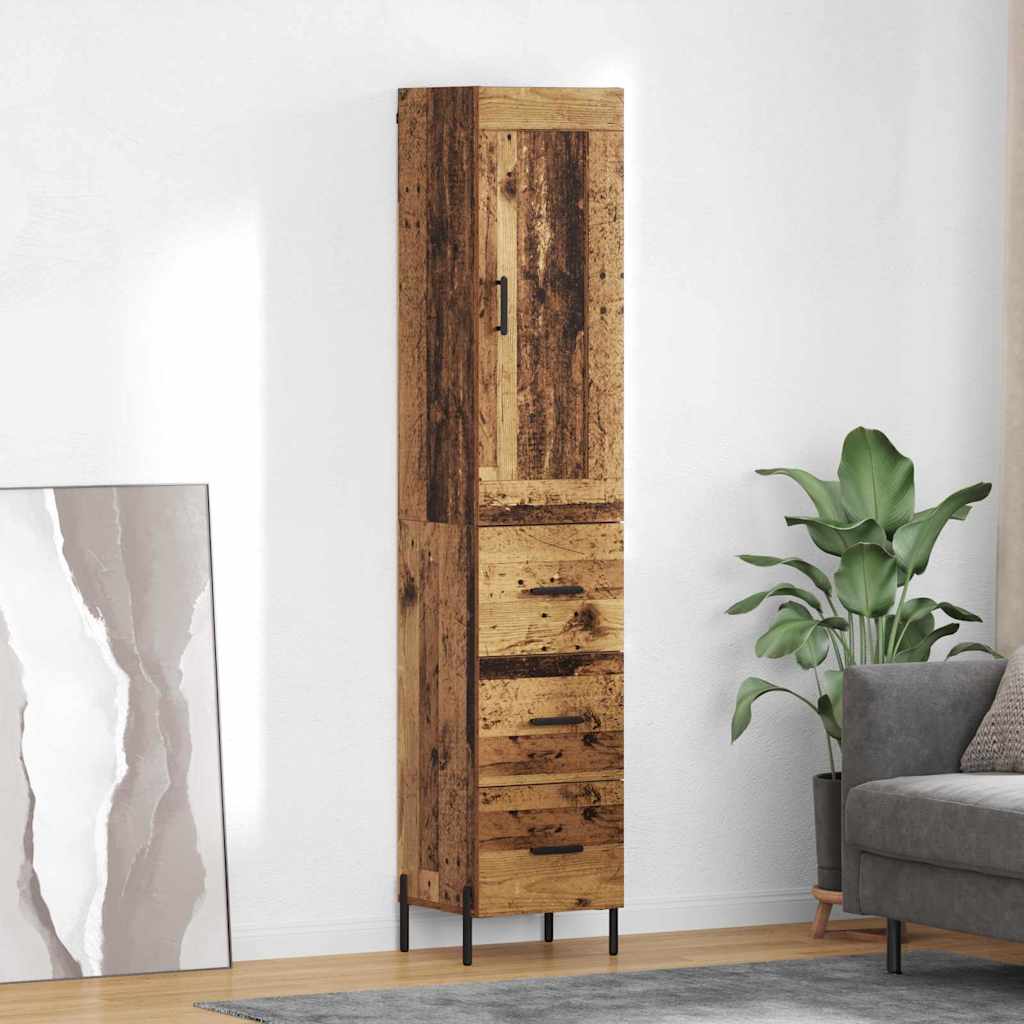 High Chest of Drawers Vintage Wood 34.5 x 34 x 180 cm