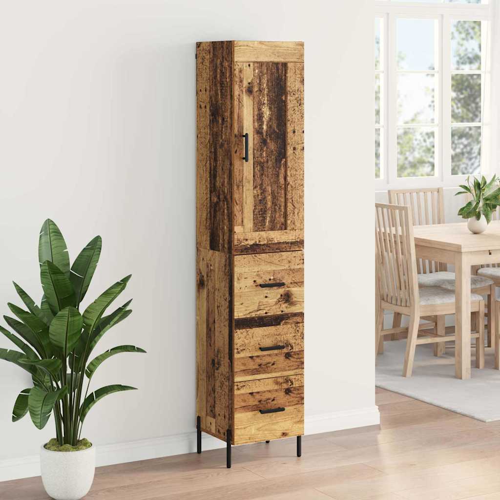 High Chest of Drawers Vintage Wood 34.5 x 34 x 180 cm