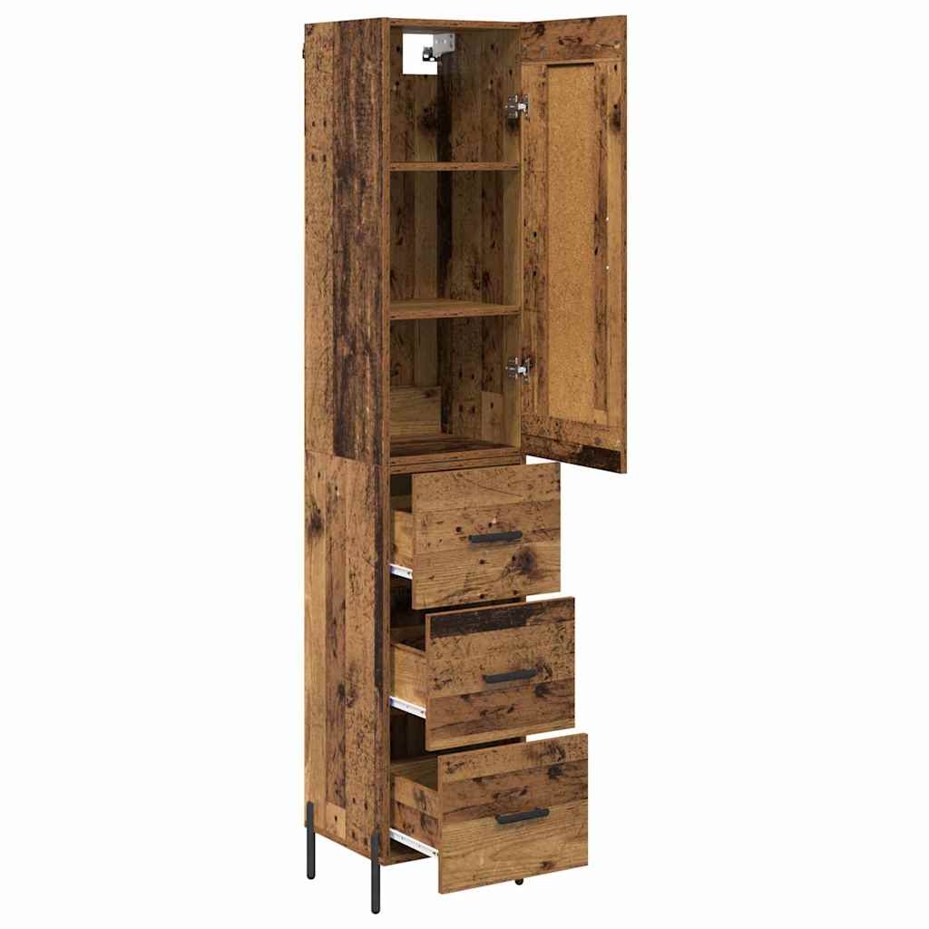 High Chest of Drawers Vintage Wood 34.5 x 34 x 180 cm