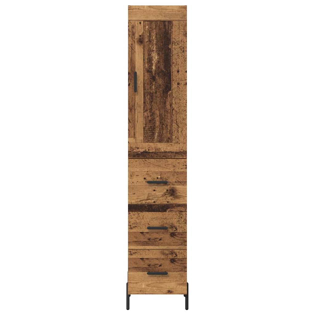 High Chest of Drawers Vintage Wood 34.5 x 34 x 180 cm