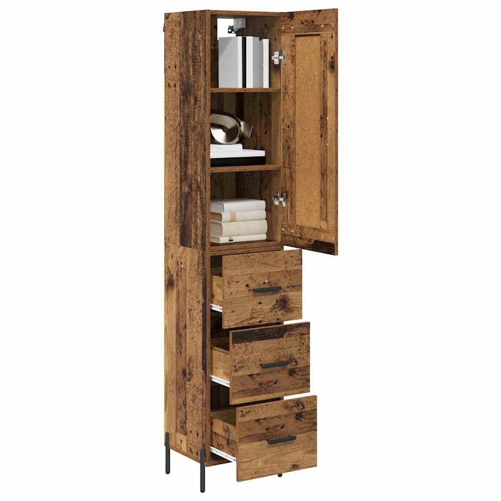 High Chest of Drawers Vintage Wood 34.5 x 34 x 180 cm