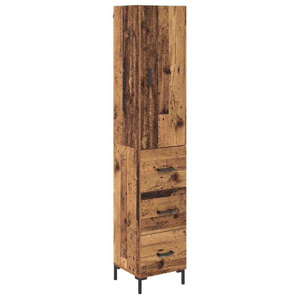 High cabinet with drawers Antique wood 69.5 x 34 x 180 cm