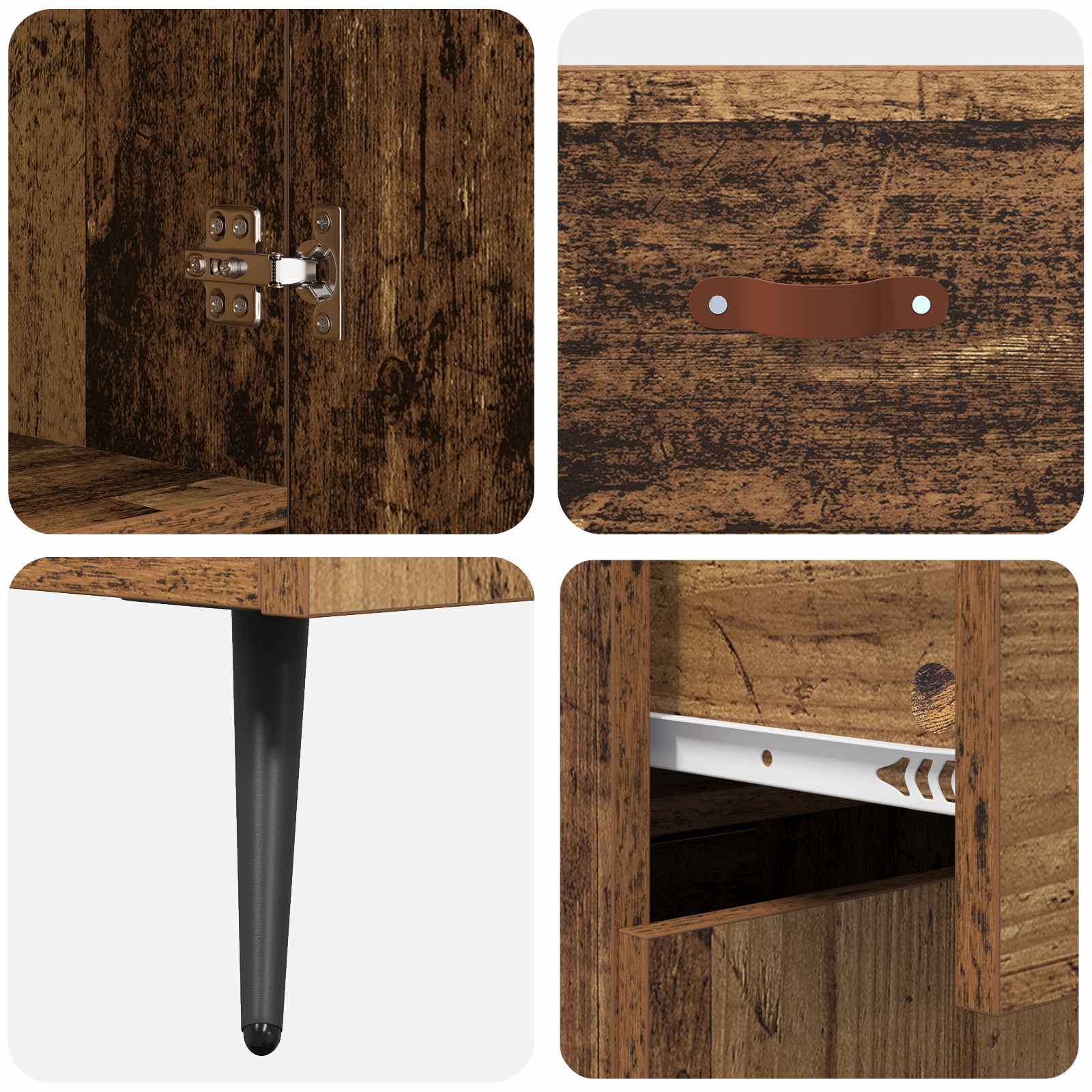 High cabinet with drawers Antique wood 69.5 x 34 x 180 cm