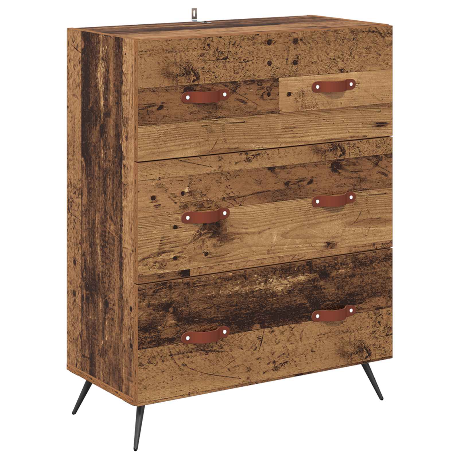 High cabinet with drawers Antique wood 69.5 x 34 x 180 cm
