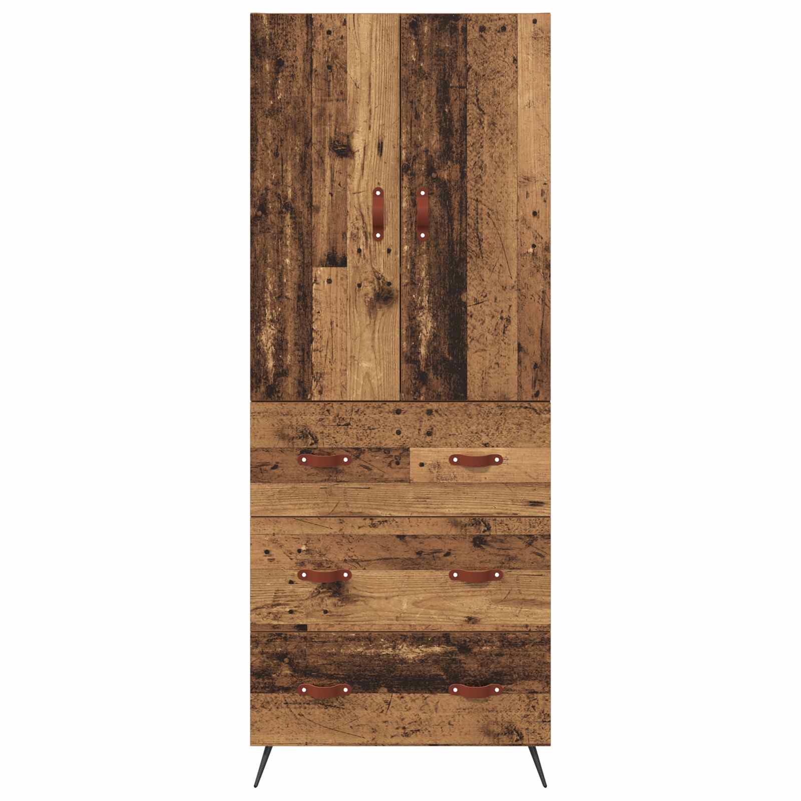 High cabinet with drawers Antique wood 69.5 x 34 x 180 cm
