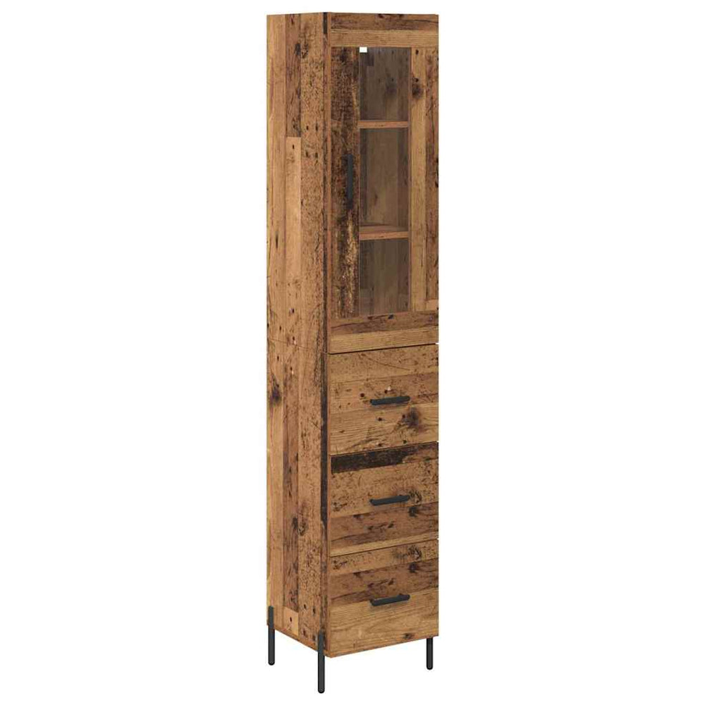 Tall Cabinet with Drawer Vintage Wood 34.5 x 34 x 180 cm