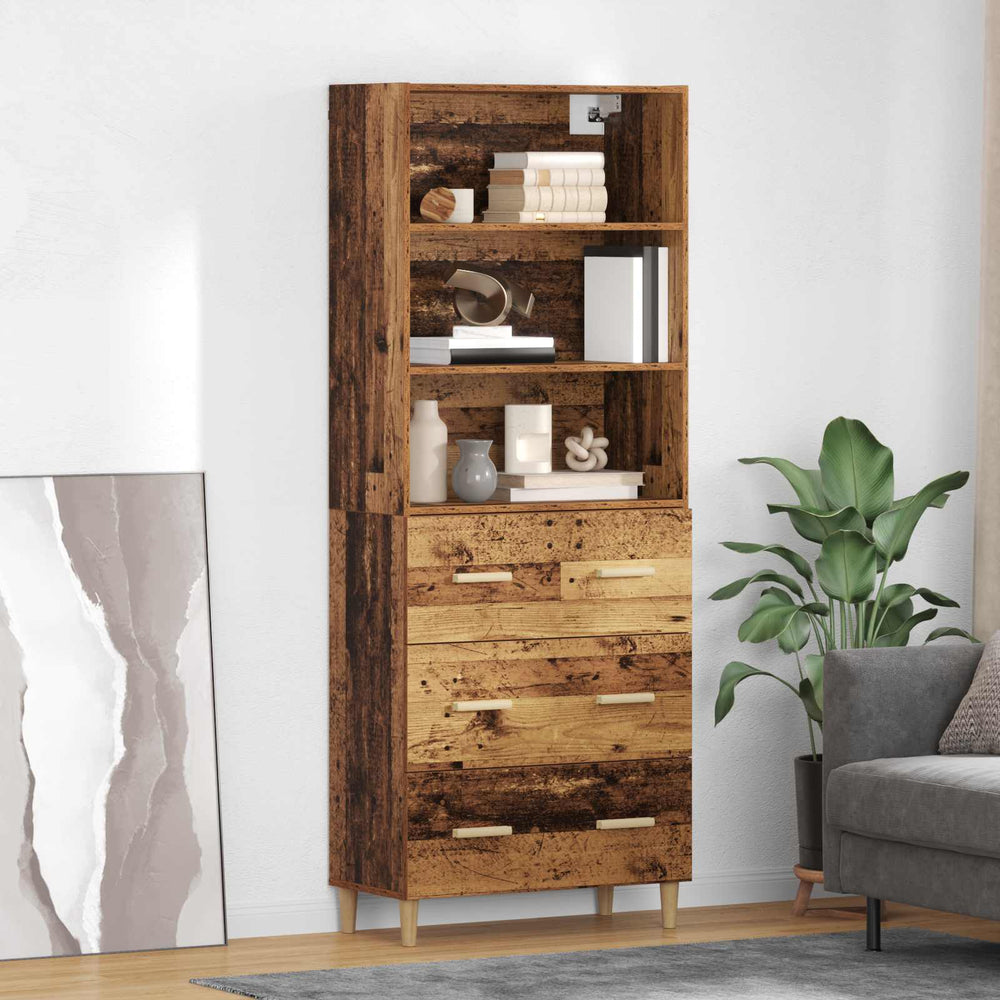 Tall Cabinet Antique Wood 69.5 x 32.5 x 180 cm