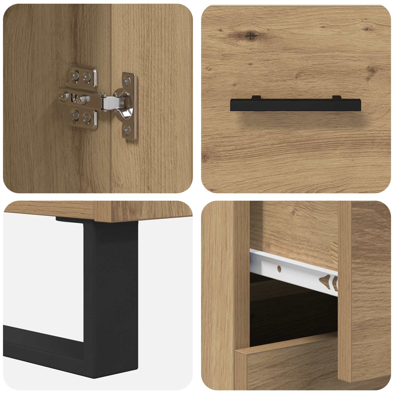 Highboard 2 pcs Crafted oak Engineered wood